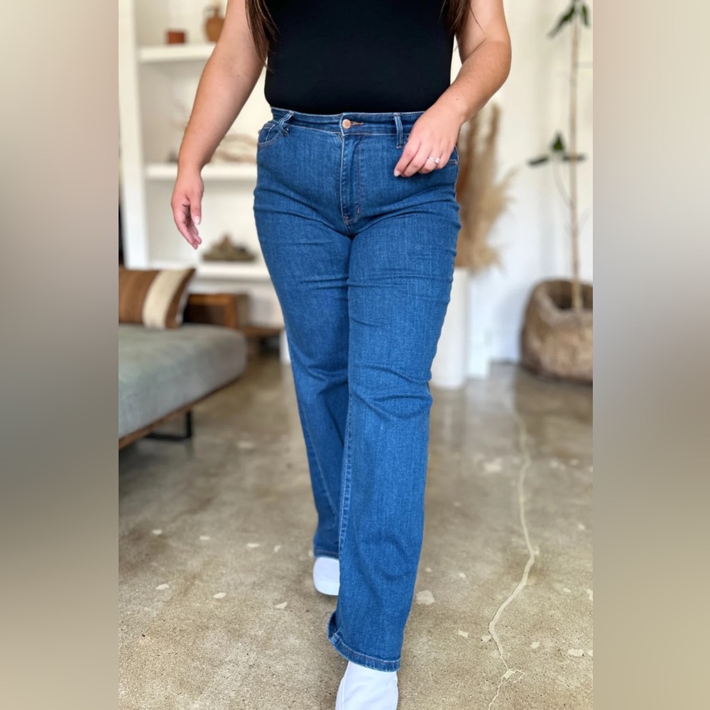 Judy Blue High Rise Wide Leg Blue Denim Jeans Active